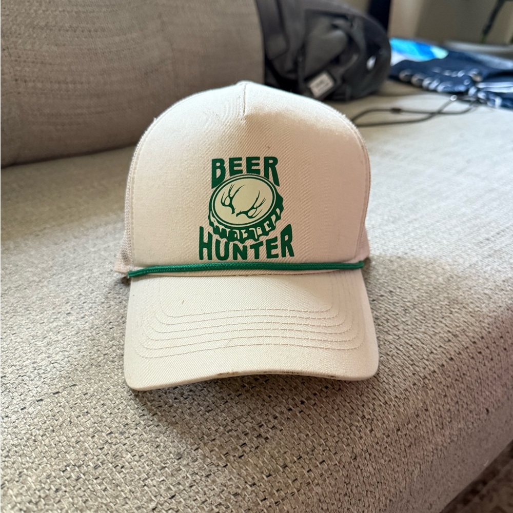 Bass Pro Shops Cream and Green Beer Hunter Cap